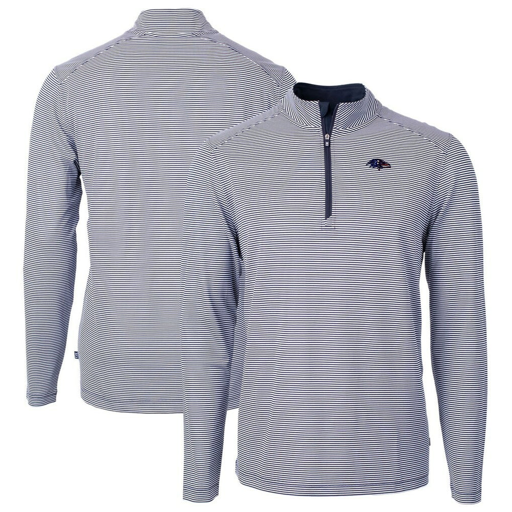 Cutter & Buck Virtue Eco Pique Micro Stripe Recycled Quarter-Zip Pullover Top - Baltimore Ravens