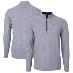 Cutter & Buck Virtue Eco Pique Micro Stripe Recycled Quarter-Zip Pullover Top - Chicago Bears