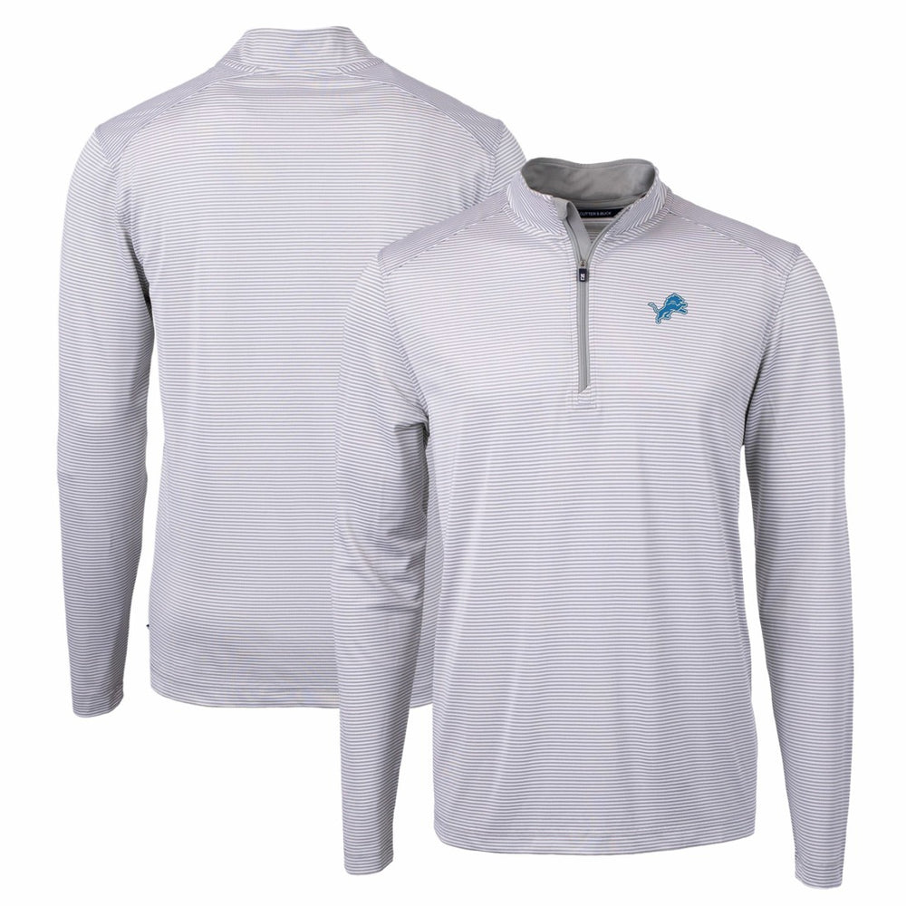 Cutter & Buck Virtue Eco Pique Micro Stripe Recycled Quarter-Zip Pullover Top - Detroit Lions