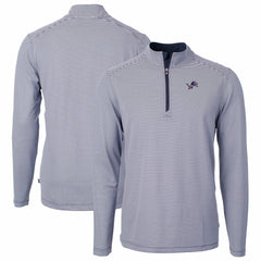 Cutter & Buck Virtue Eco Pique Micro Stripe Recycled Quarter-Zip Pullover Top - Detroit Lions