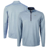 Cutter & Buck Virtue Eco Pique Micro Stripe Recycled Quarter-Zip Pullover Top - Los Angeles Chargers