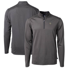 Cutter & Buck Virtue Eco Pique Micro Stripe Recycled Quarter-Zip Pullover Top - New Orleans Saints