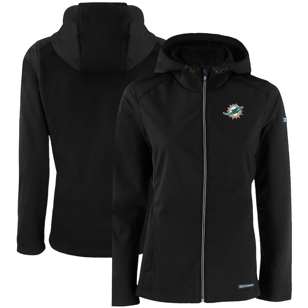 Cutter & Buck Women's Evoke Eco Softshell Recycled Full-Zip Hooded Jacket - Miami Dolphins