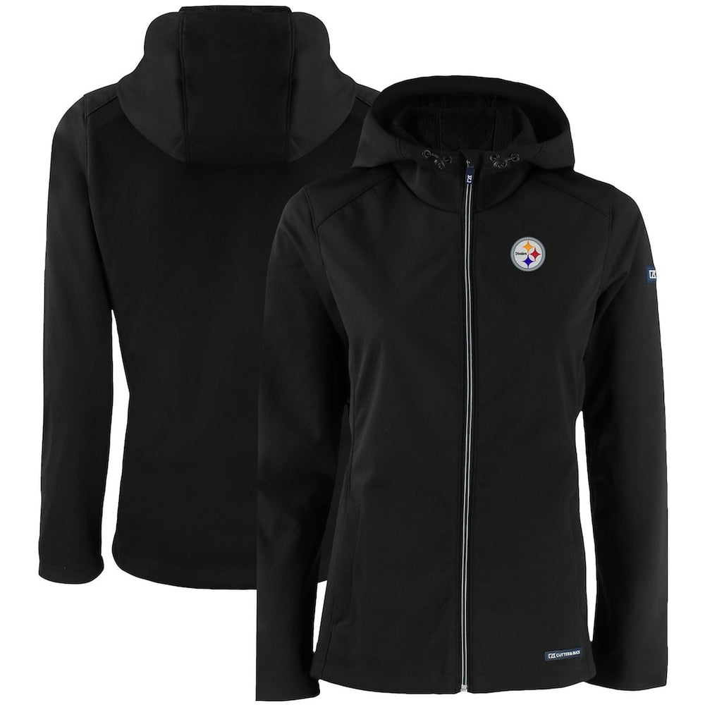 Cutter & Buck Women's Evoke Eco Softshell Recycled Full-Zip Hooded Jacket - Pittsburgh Steelers