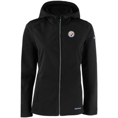 Cutter & Buck Women's Evoke Eco Softshell Recycled Full-Zip Hooded Jacket - Pittsburgh Steelers