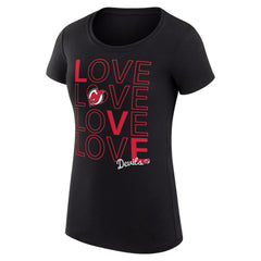 NHL Black New Jersey Devils G-III 4Her by Carl Banks Women's Super-Slim Fit Lightweight Hockey Love T-Shirt
