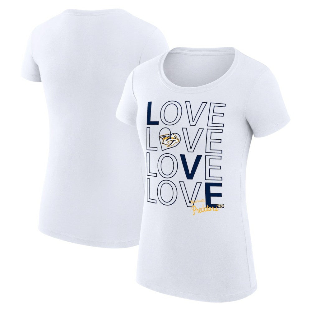 NHL White Nashville Predators G-III 4Her by Carl Banks Women's Super-Slim Fit Lightweight Hockey Love T-Shirt