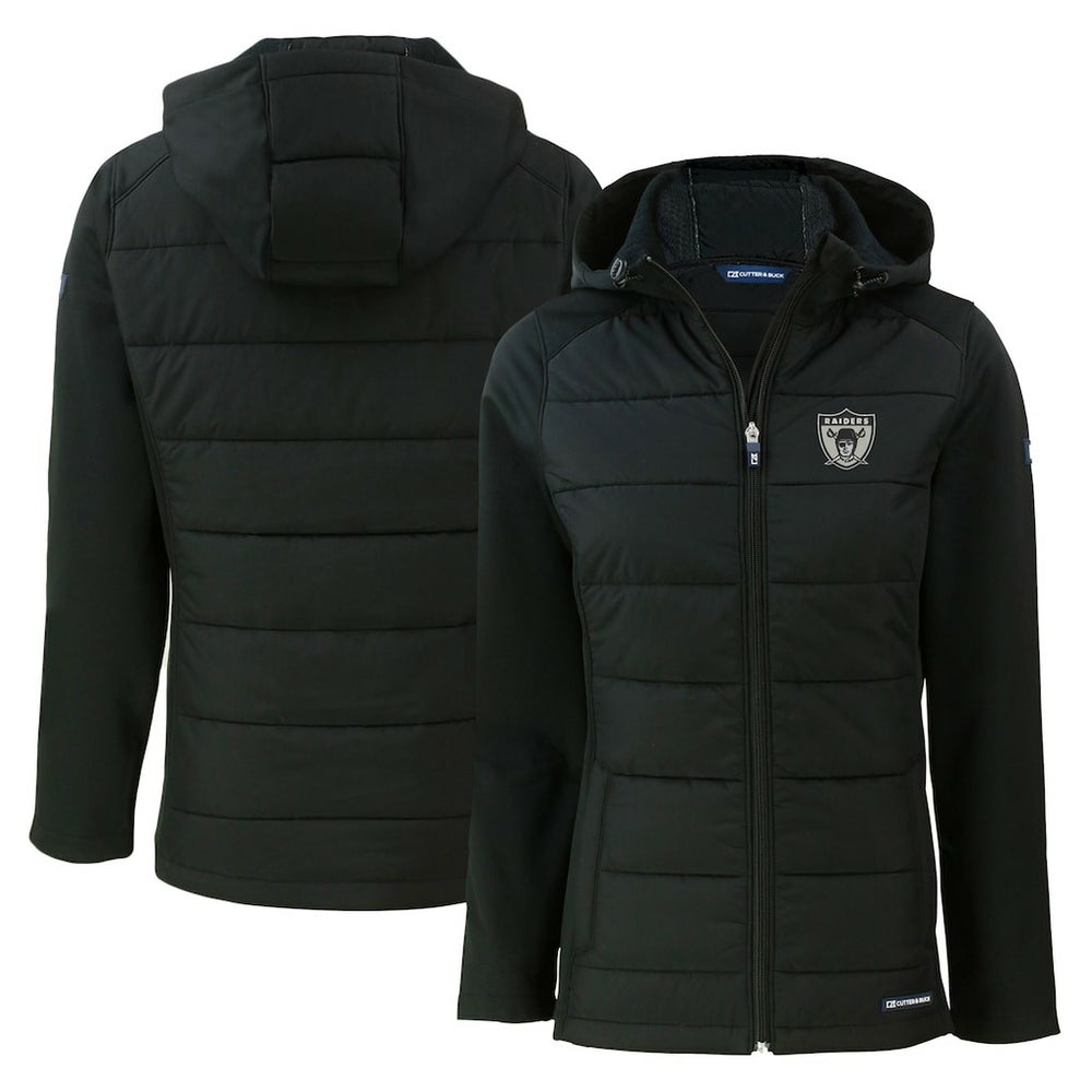 Cutter & Buck Women's Throwback Evoke Hybrid Eco Softshell Recycled Full-Zip Hoodie Jacket - Las Vegas Raiders