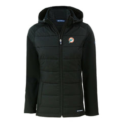 Cutter & Buck Women's Throwback Evoke Hybrid Eco Softshell Recycled Full-Zip Hoodie Jacket - Miami Dolphins