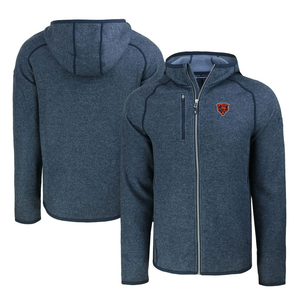Cutter & Buck Throwback Mainsail Sweater-Knit Full-Zip Hoodie - Chicago Bears