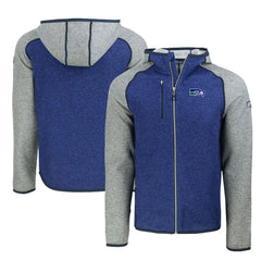 Cutter & Buck Throwback Mainsail Sweater-Knit Full-Zip Hoodie - Seattle Seahawks