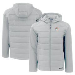 Cutter & Buck Throwback Evoke Hybrid Eco Softshell Recycled Full-Zip Hoodie Jacket - Miami Dolphins