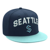 NHL Deep Sea Blue/Light Blue Seattle Kraken Starter Arch Logo Two-Tone Snapback Hat