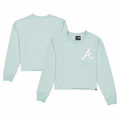 MLB Atlanta Braves New Era Women's Breeze Logo Select Cropped Long Sleeve T-Shirt