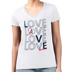 MLB Atlanta Braves G-III 4Her by Carl Banks Women's Super-Slim Fit Lightweight Love Graphic Team V-Neck T-Shirt