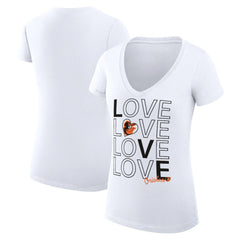 MLB Baltimore Orioles G-III 4Her by Carl Banks Women's Super-Slim Fit Lightweight Love Graphic Team V-Neck T-Shirt