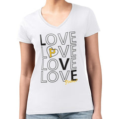 MLB Pittsburgh Pirates G-III 4Her by Carl Banks Women's Super-Slim Fit Lightweight Love Graphic Team V-Neck T-Shirt