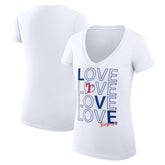 MLB Texas Rangers G-III 4Her by Carl Banks Women's Super-Slim Fit Lightweight Love Graphic Team V-Neck T-Shirt