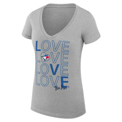 MLB Toronto Blue Jays G-III 4Her by Carl Banks Women's Super-Slim Fit Lightweight Love Graphic Team V-Neck T-Shirt