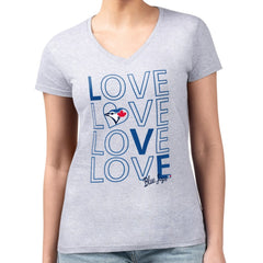 MLB Toronto Blue Jays G-III 4Her by Carl Banks Women's Super-Slim Fit Lightweight Love Graphic Team V-Neck T-Shirt