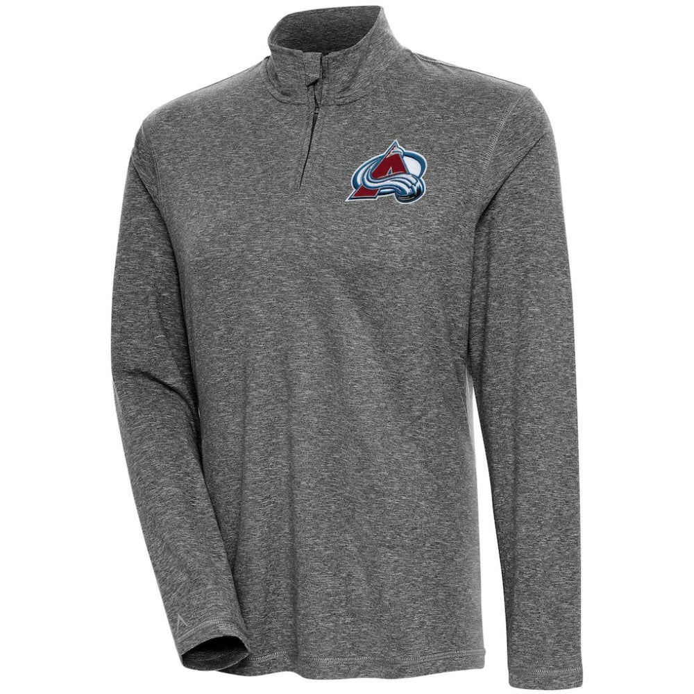 NHL Heather Black Colorado Avalanche Antigua Women's Confront Quarter-Zip Pullover Top