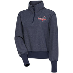 NHL Heather Navy Washington Capitals Antigua Women's Upgrade Half-Zip Pullover Top