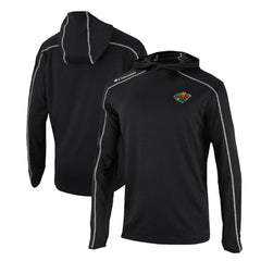NHL Black Minnesota Wild Columbia Omni-Wick Shotgun Long Sleeve Hoodie T-Shirt
