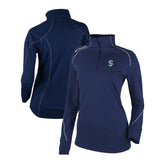 NHL Navy Seattle Kraken Columbia Women's Omni-Wick Shotgun 2.0 Quarter-Zip Pullover Top