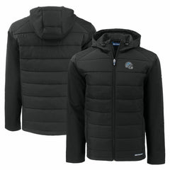 Cutter & Buck Helmet Evoke Hybrid Eco Softshell Recycled Full-Zip Hoodie Jacket - Detroit Lions