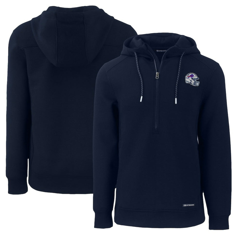 Cutter & Buck Helmet Roam Eco Half-Zip Recycled Pullover Hoodie - Buffalo Bills
