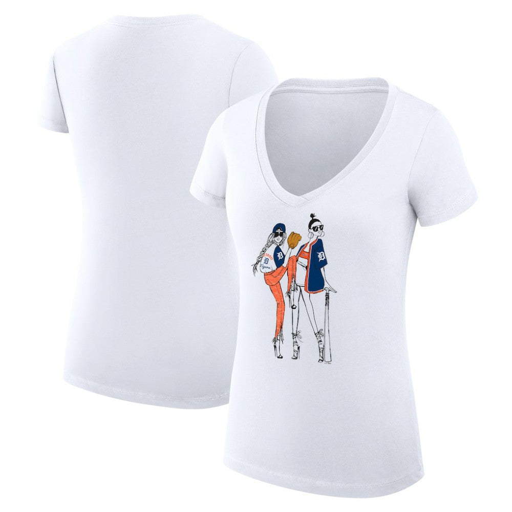 MLB Detroit Tigers G-III 4Her by Carl Banks Women's Super-Slim Fit Lightweight Baseball V-Neck T-Shirt