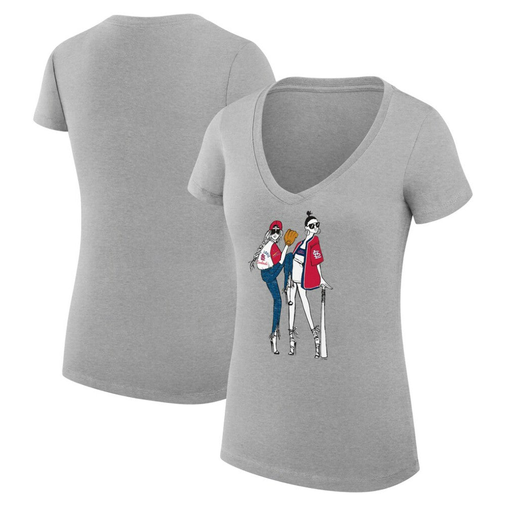 MLB St. Louis Cardinals G-III 4Her by Carl Banks Women's Super-Slim Fit Lightweight Baseball V-Neck T-Shirt