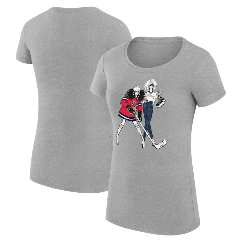NHL Heather Gray Florida Panthers G-III 4Her by Carl Banks Women's Super-Slim Fit Lightweight Hockey Girls T-Shirt