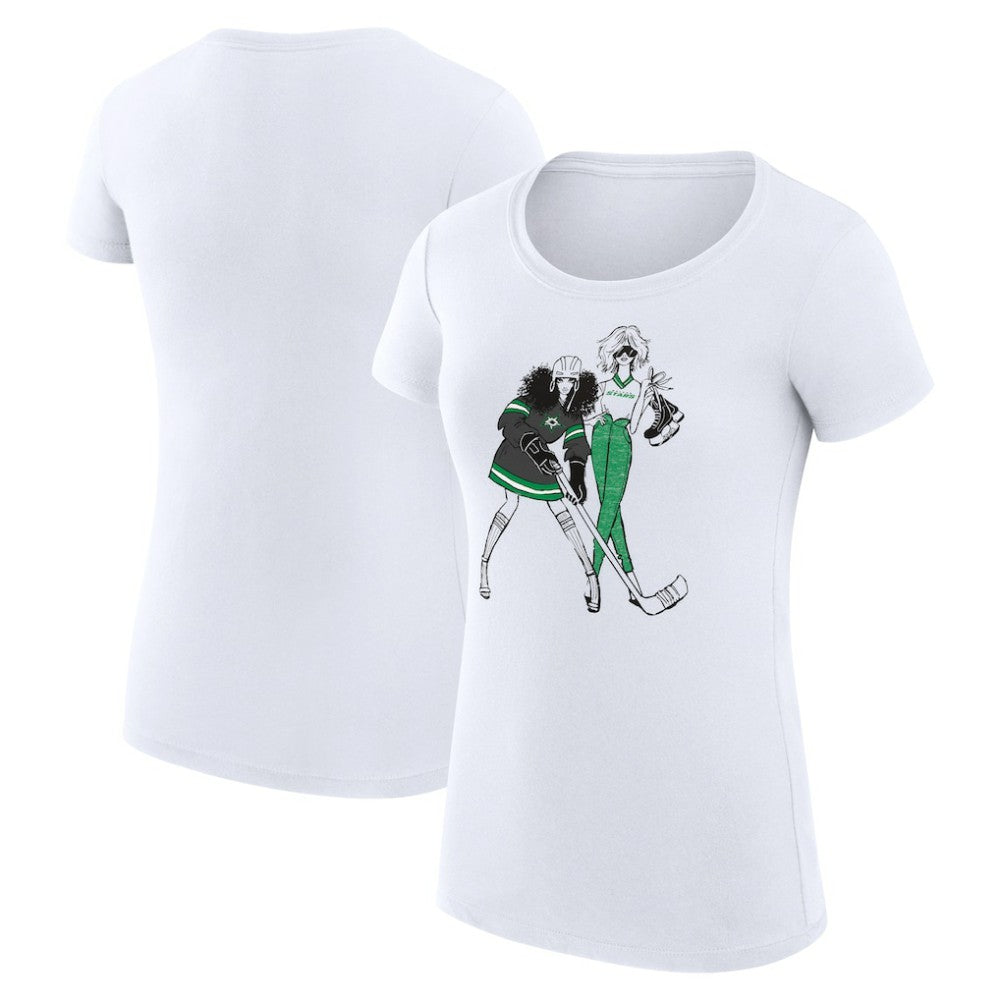 NHL White Dallas Stars G-III 4Her by Carl Banks Women's Super-Slim Fit Lightweight Hockey Girls T-Shirt