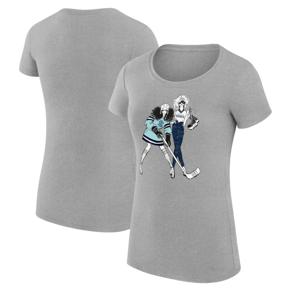 NHL Heather Gray Seattle Kraken G-III 4Her by Carl Banks Women's Super-Slim Fit Lightweight Hockey Girls T-Shirt