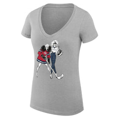NHL Heather Gray Montreal Canadiens G-III 4Her by Carl Banks Women's Super-Slim Fit Lightweight Hockey Girls V-Neck T-Shirt