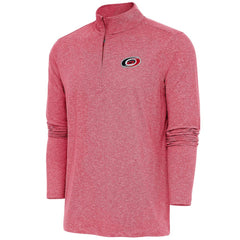 NHL Heather Red Carolina Hurricanes Antigua Hunk Quarter-Zip Pullover Top