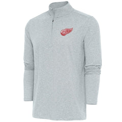 NHL Heather Gray Detroit Red Wings Antigua Hunk Quarter-Zip Pullover Top