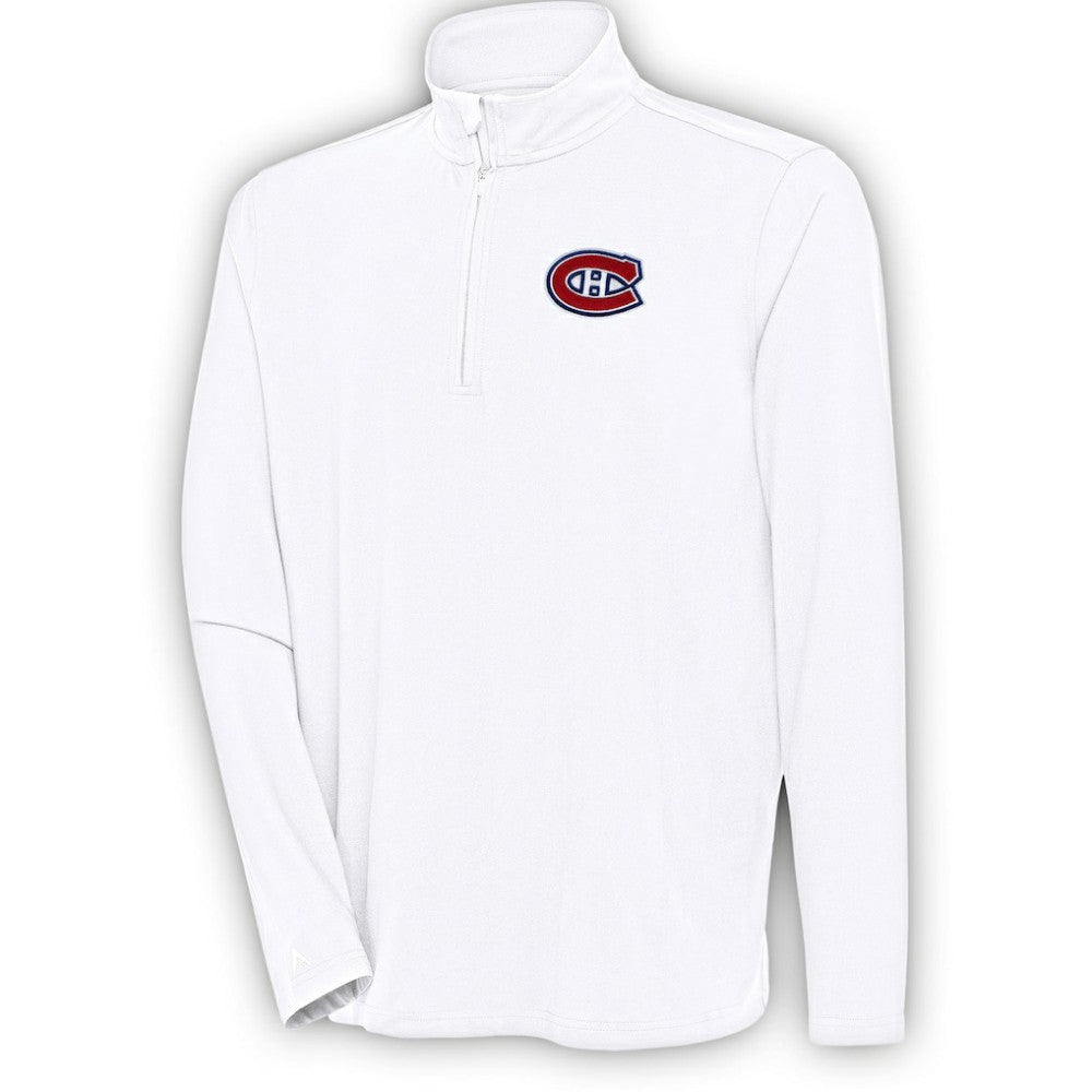 NHL White Montreal Canadiens Antigua Hunk Quarter-Zip Pullover Top