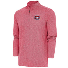 NHL Heather Red Montreal Canadiens Antigua Hunk Quarter-Zip Pullover Top