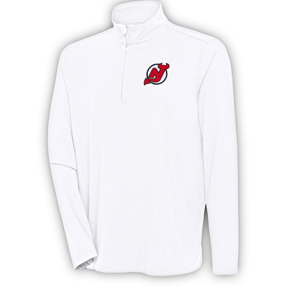 NHL White New Jersey Devils Antigua Hunk Quarter-Zip Pullover Top