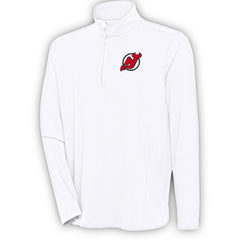 NHL White New Jersey Devils Antigua Hunk Quarter-Zip Pullover Top