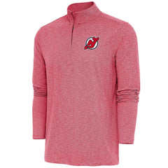 NHL Heather Red New Jersey Devils Antigua Hunk Quarter-Zip Pullover Top