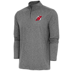 NHL Heather Black New Jersey Devils Antigua Hunk Quarter-Zip Pullover Top