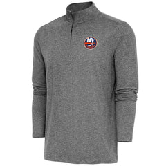 NHL Heather Black New York Islanders Antigua Hunk Quarter-Zip Pullover Top