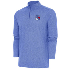 NHL Heather Royal New York Rangers Antigua Hunk Quarter-Zip Pullover Top