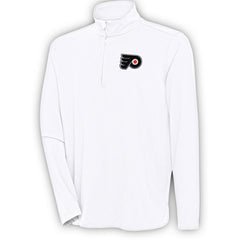 NHL White Philadelphia Flyers Antigua Hunk Quarter-Zip Pullover Top
