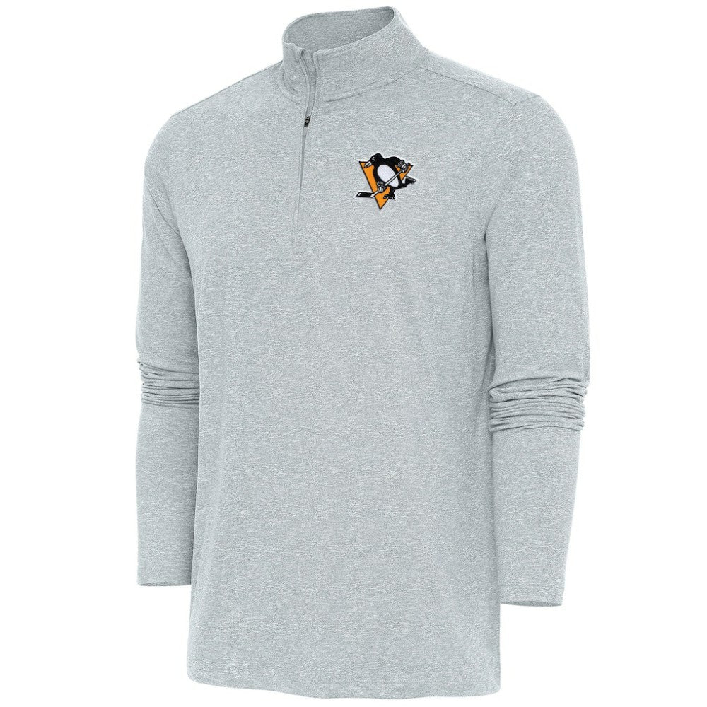 NHL Heather Gray Pittsburgh Penguins Antigua Hunk Quarter-Zip Pullover Top