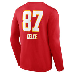 Travis Kelce Team Wordmark Player Name & Number Long Sleeve T-Shirt - Kansas City Chiefs