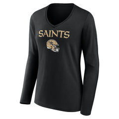 Alvin Kamara Women's Team Wordmark Player Name & Number Long Sleeve V-Neck T-Shirt - New Orleans Saints